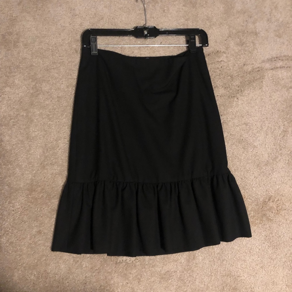 The Limited Black Pencil Skirt Ruffle Hem Size 0